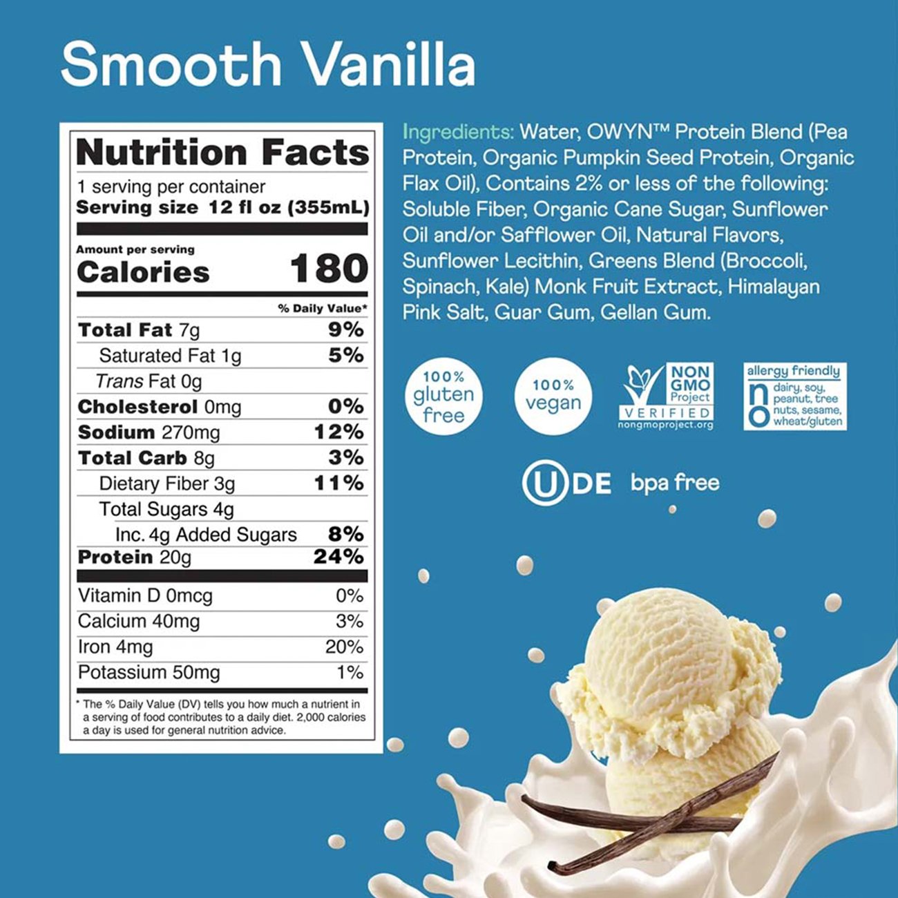 OWYN Non-Dairy 20g Protein Shake - Smooth Vanilla