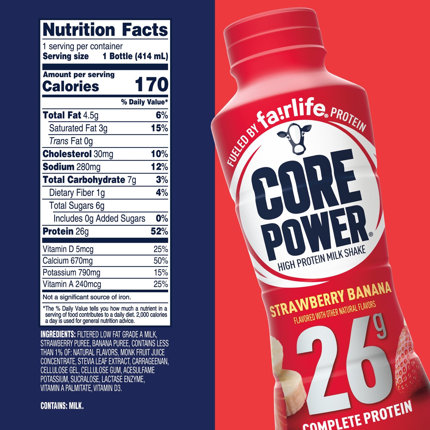 Core Power Complete 26g Protein Shake - Strawberry Banana