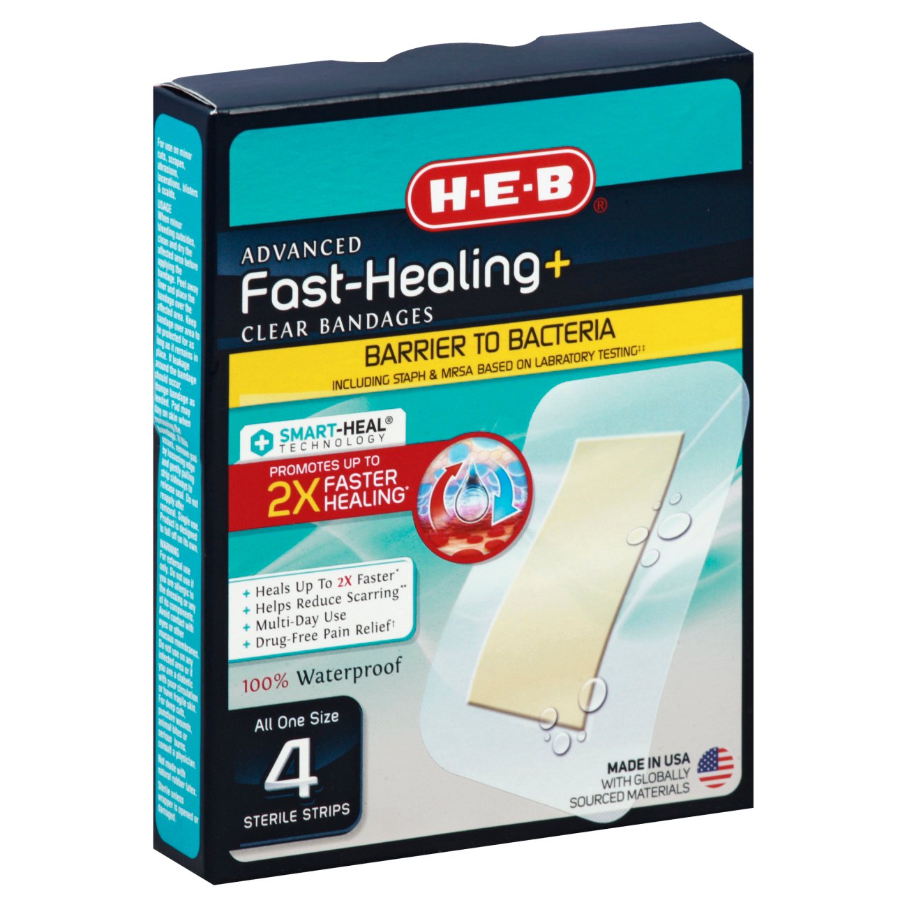 H-E-B Fast-Healing Waterproof Clear Bandages - Large