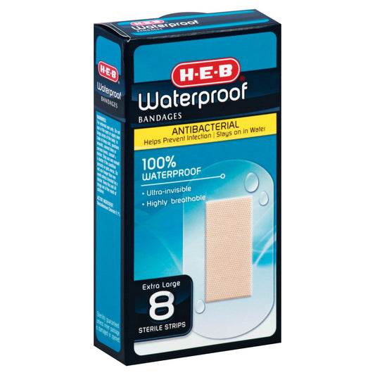 H-E-B Waterproof Antibacterial Clear Bandages - Extra Large