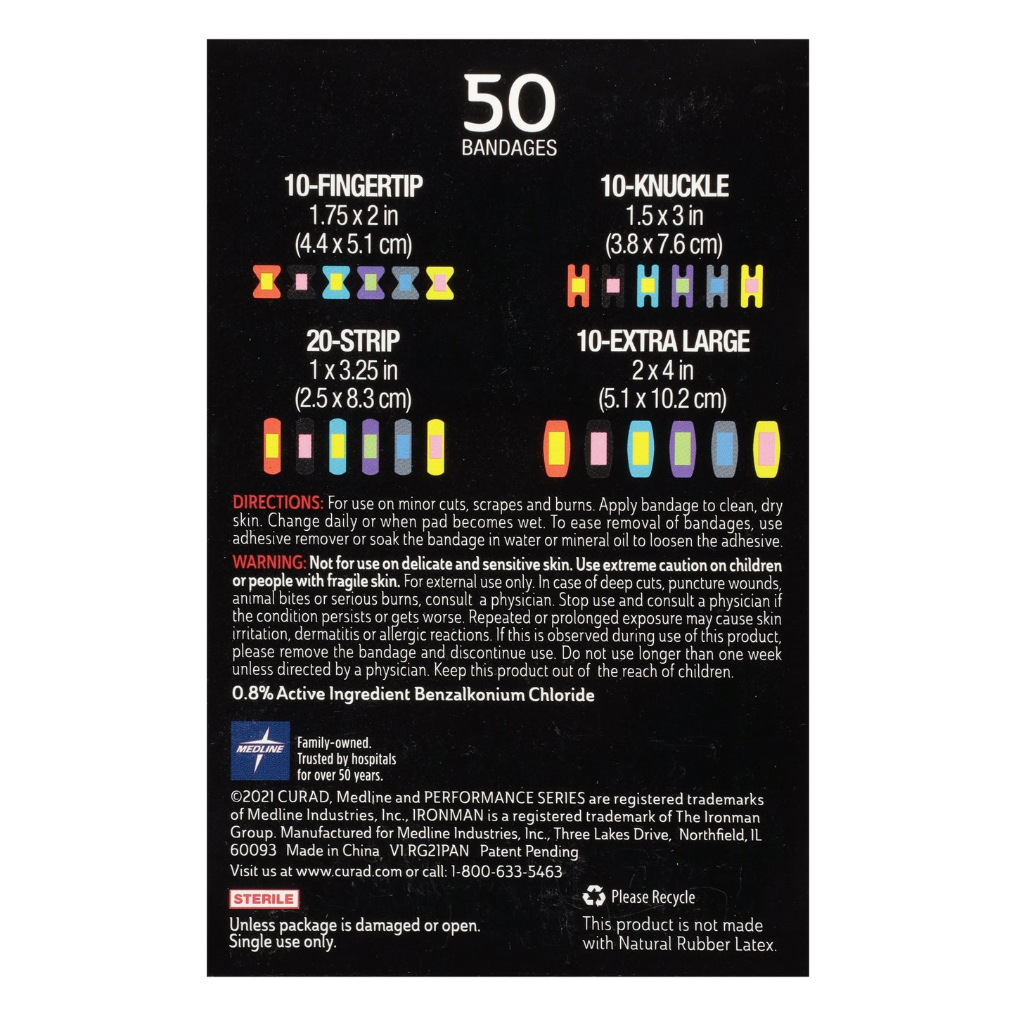 Curad Performance Series Fabric Variety Pack Antibacterial Bandages