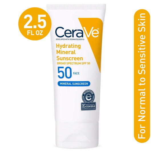 CeraVe Hydrating Mineral Sunscreen Face Lotion Broad Spectrum SPF 50