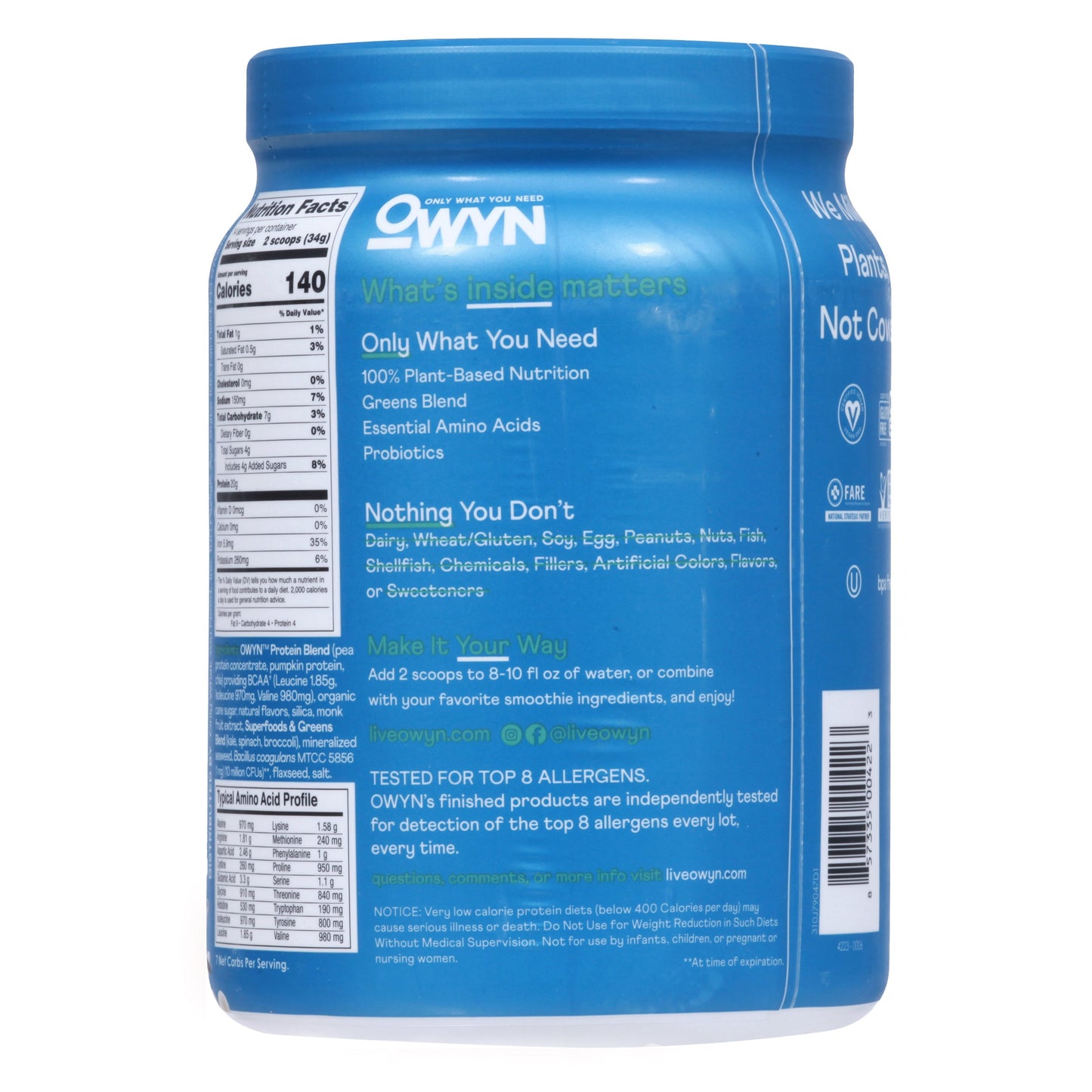 OWYN 20g Plant Protein Powder - Smooth Vanilla