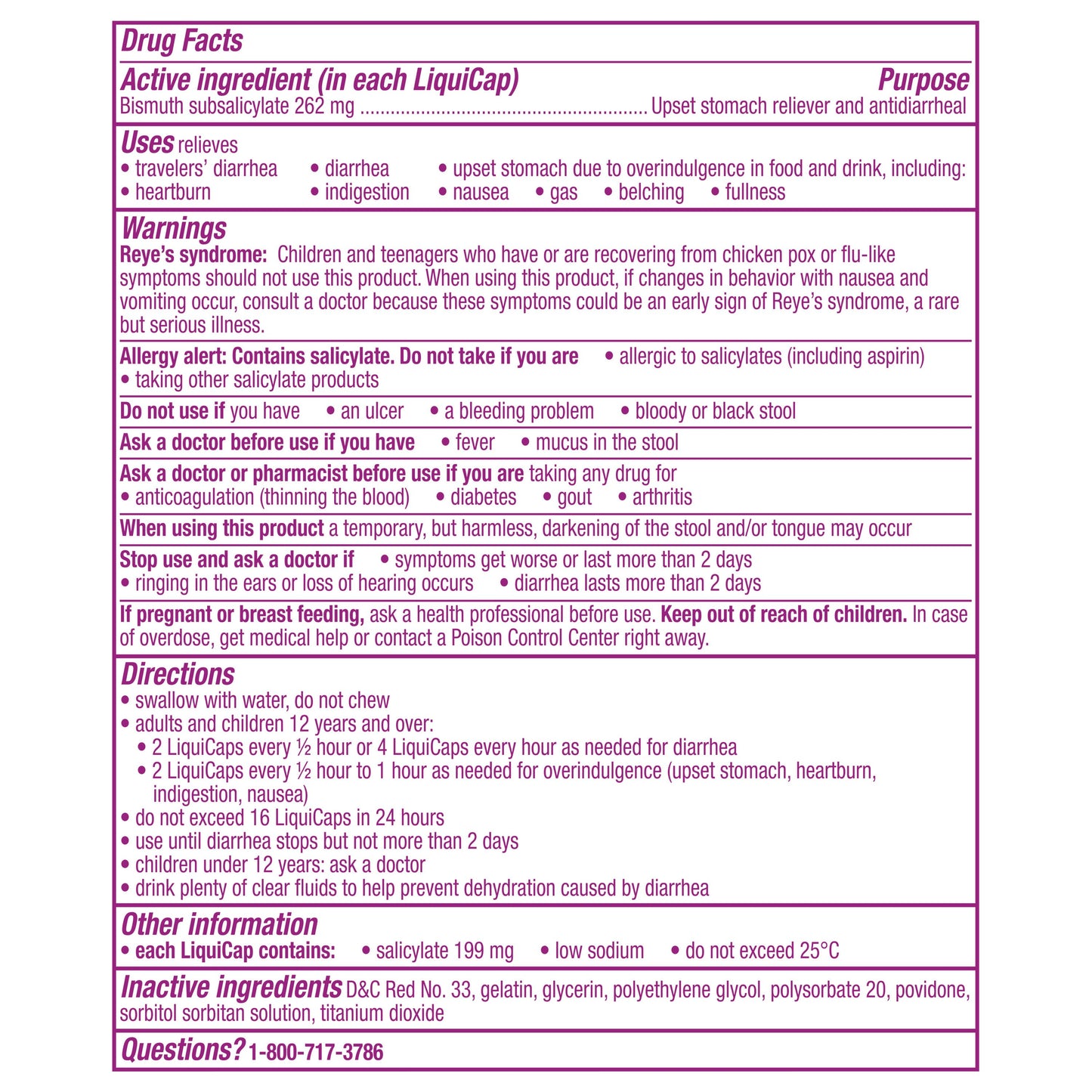 Pepto-Bismol Liquicaps, Multi-Symptom Relief of Gas, Nausea, Heartburn, Indigestion, Upset Stomach, & Diarrhea