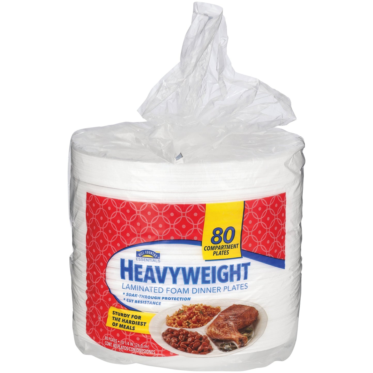 Hill Country Essentials Heavy Weight Laminated 10.2 in Compartment Foam Plates