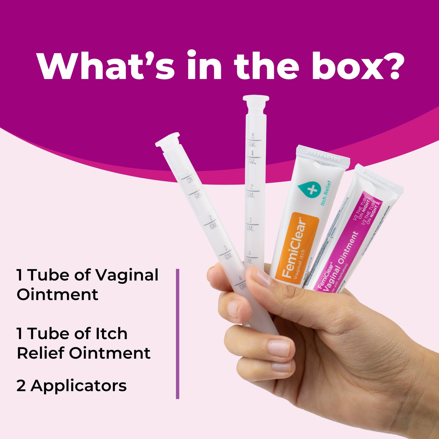 FemiClear Yeast Infection Treatment & Itch Relief Ointment - 2 Day Dose, Combo Pack