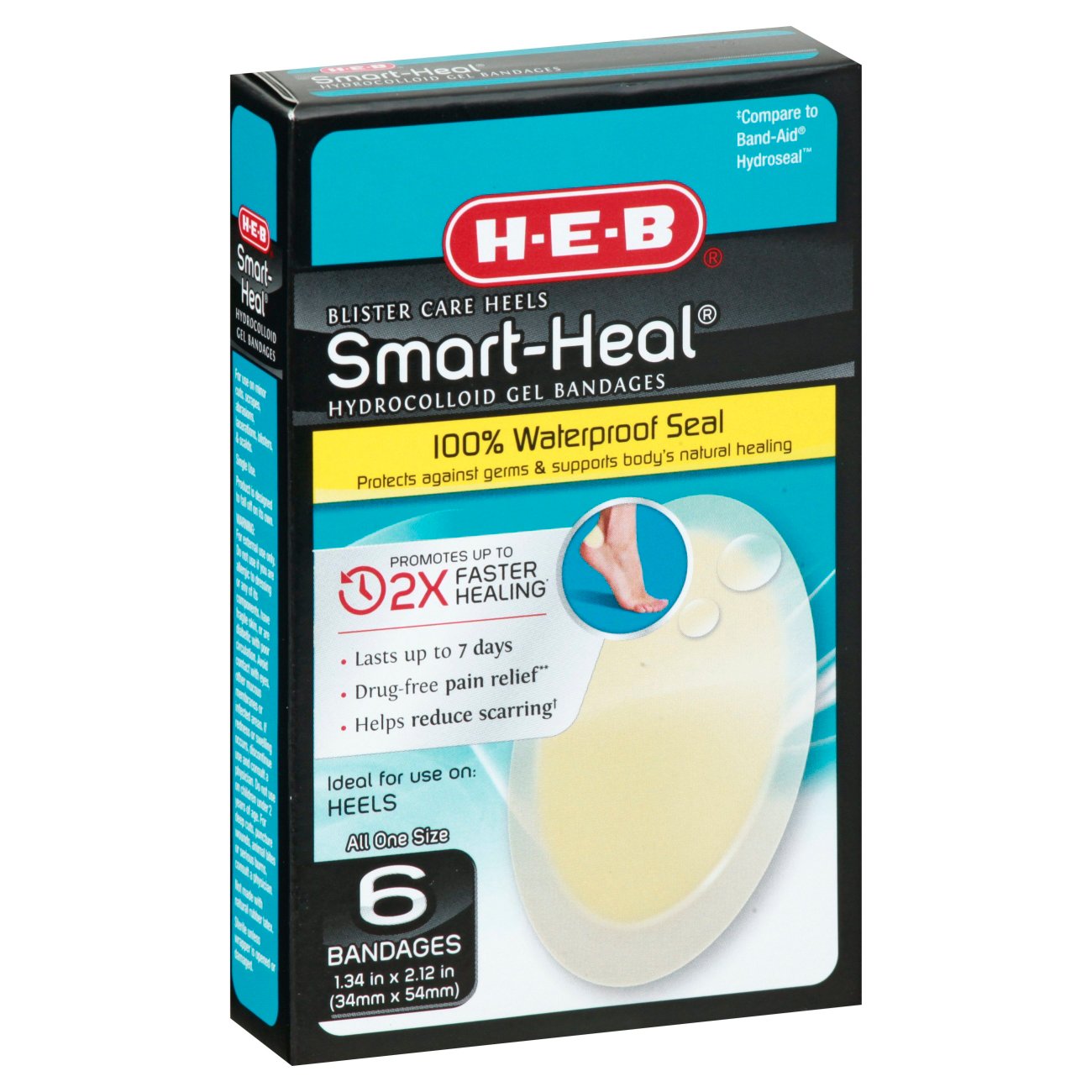 H-E-B Smart Heal Waterproof Blister Heel Gel Bandages