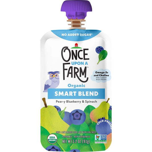 Once Upon a Farm Organic Smart Blend Baby Food Pouch - Pear-y Blueberry & Spinach