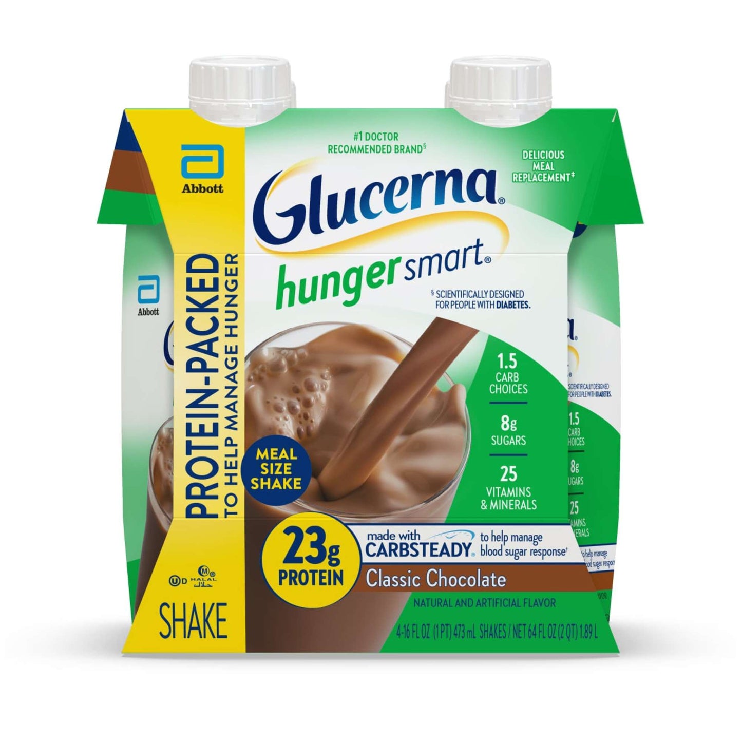 Glucerna Hunger Smart Meal Size Shakes, 23g Protein - Classic Chocolate