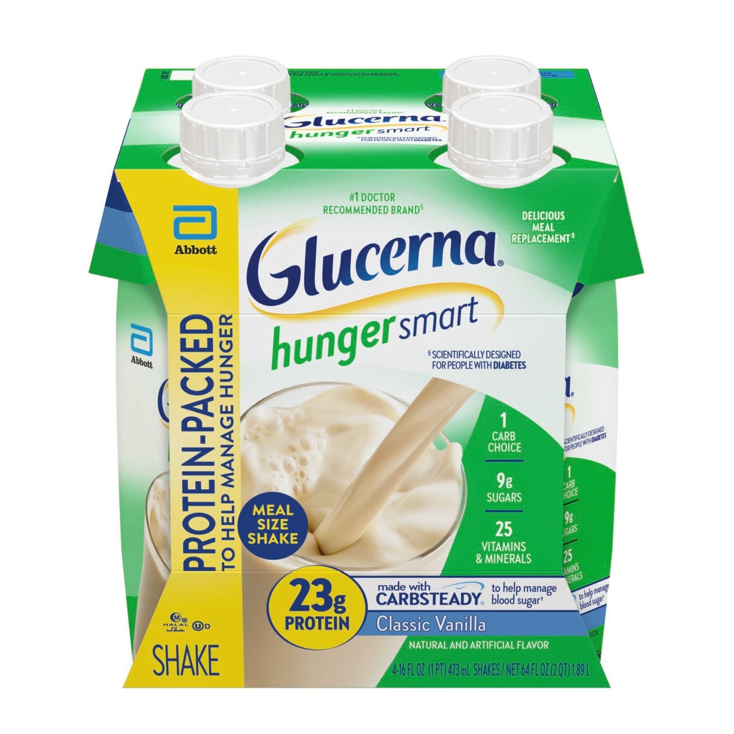 Glucerna Hunger Smart Meal Size Shakes, 23g Protein - Classic Vanilla