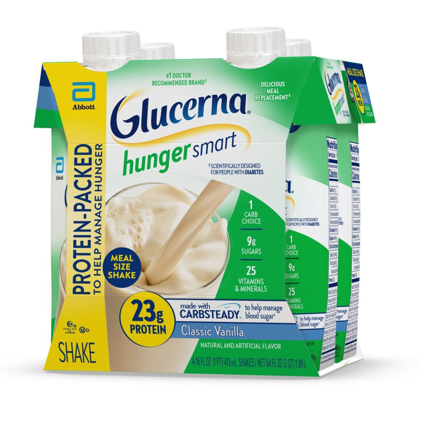 Glucerna Hunger Smart Meal Size Shakes, 23g Protein - Classic Vanilla