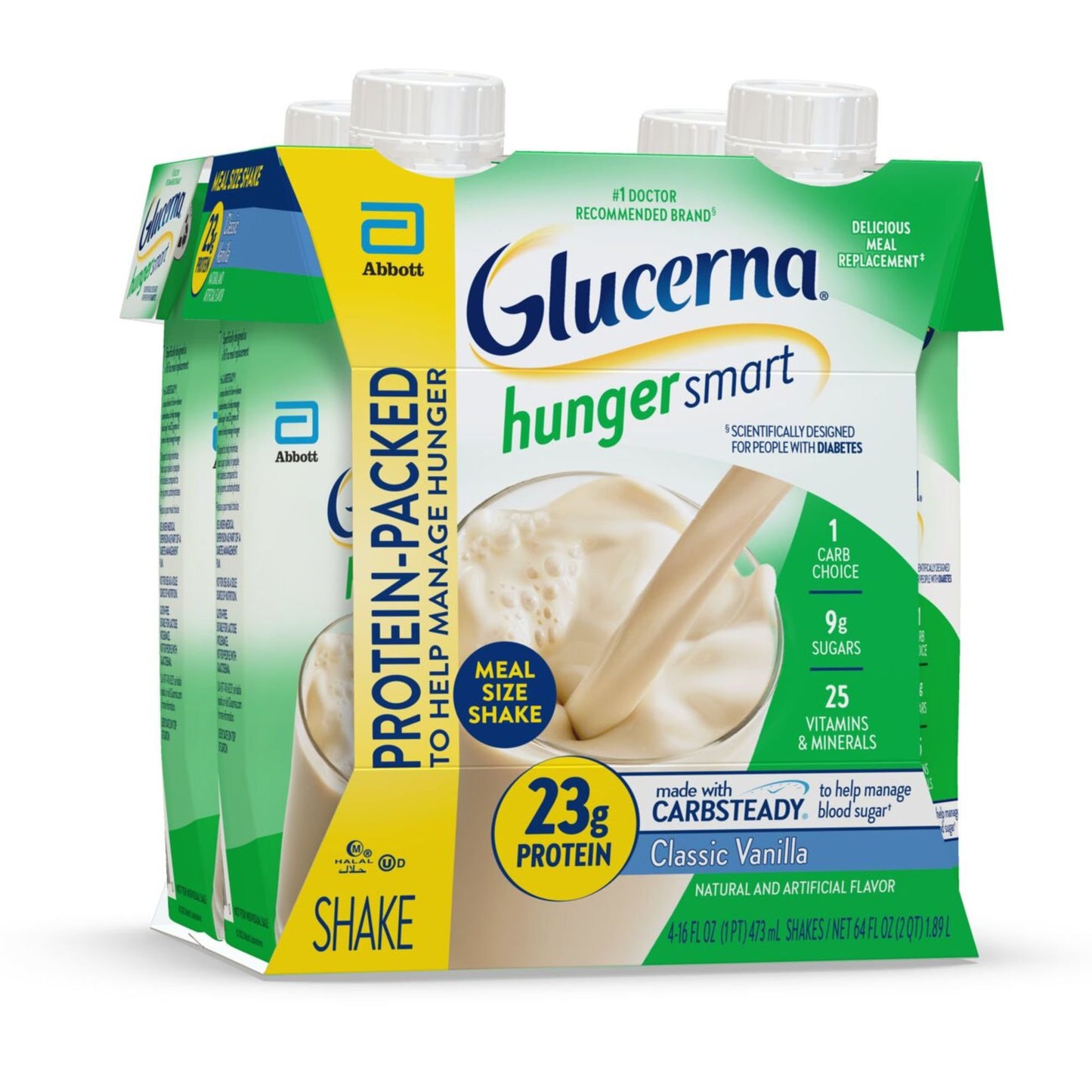 Glucerna Hunger Smart Meal Size Shakes, 23g Protein - Classic Vanilla