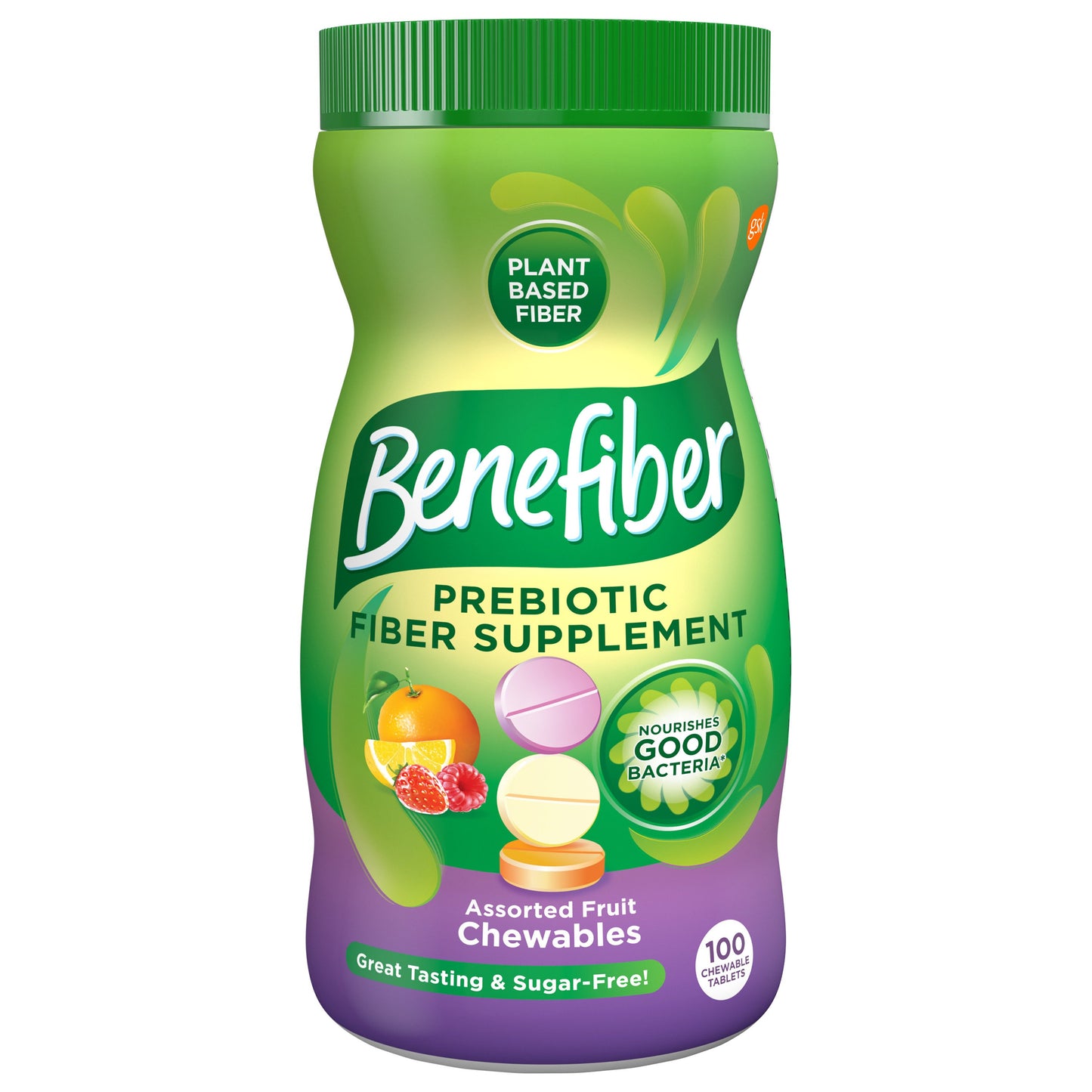 Benefiber Chewable Prebiotic Fiber Supplement Tablets for Digestive Health, Assorted Fruit Flavors