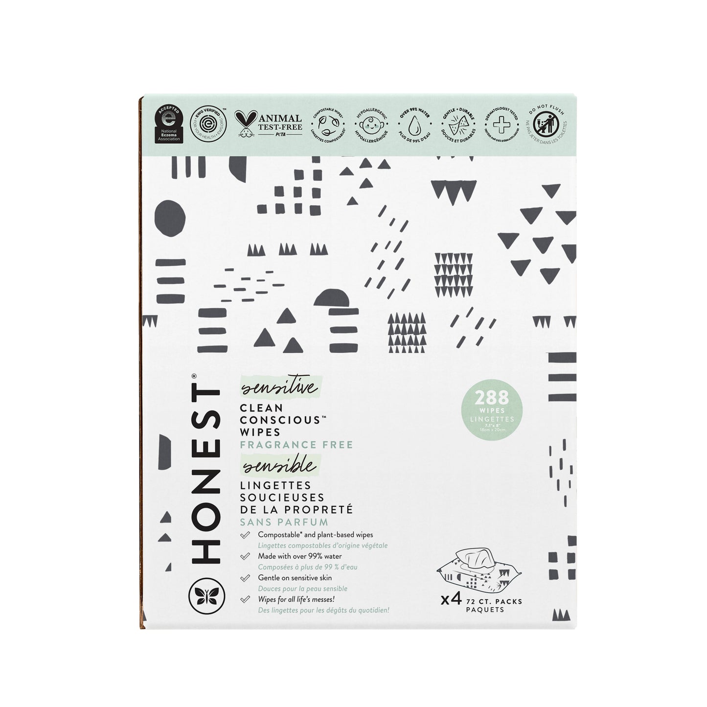 The Honest Company Clean Conscious Sensitive & Fragrance Free Baby Wipes 4 Pk