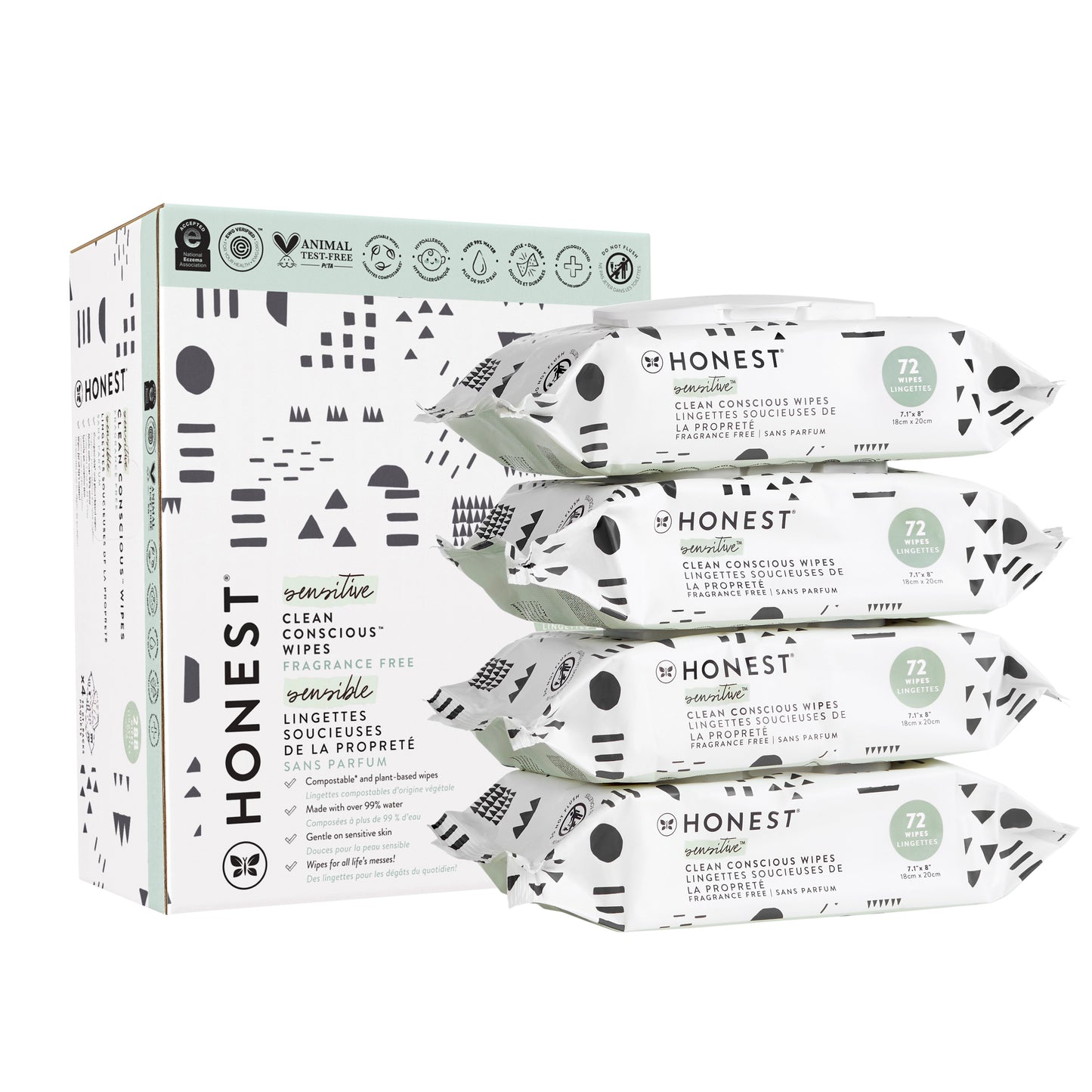 The Honest Company Clean Conscious Sensitive & Fragrance Free Baby Wipes 4 Pk