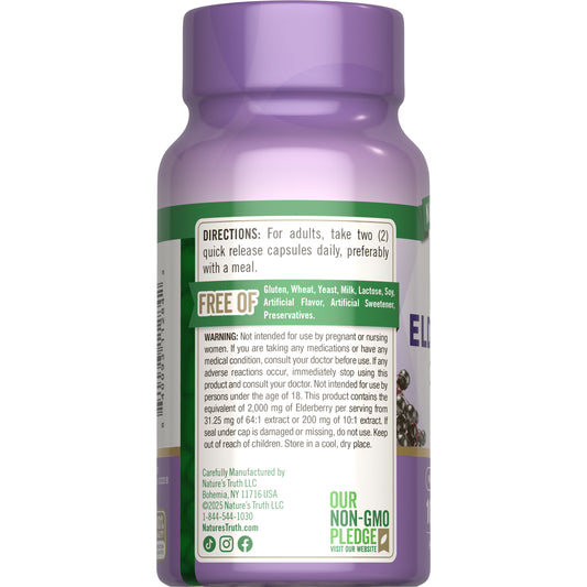Nature's Truth Sambucus Black Elderberry 2,000 mg Capsules