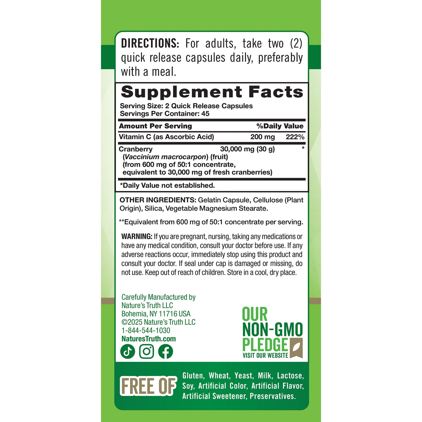 Nature's Truth Triple Strength Cranberry Concentrate Capsules