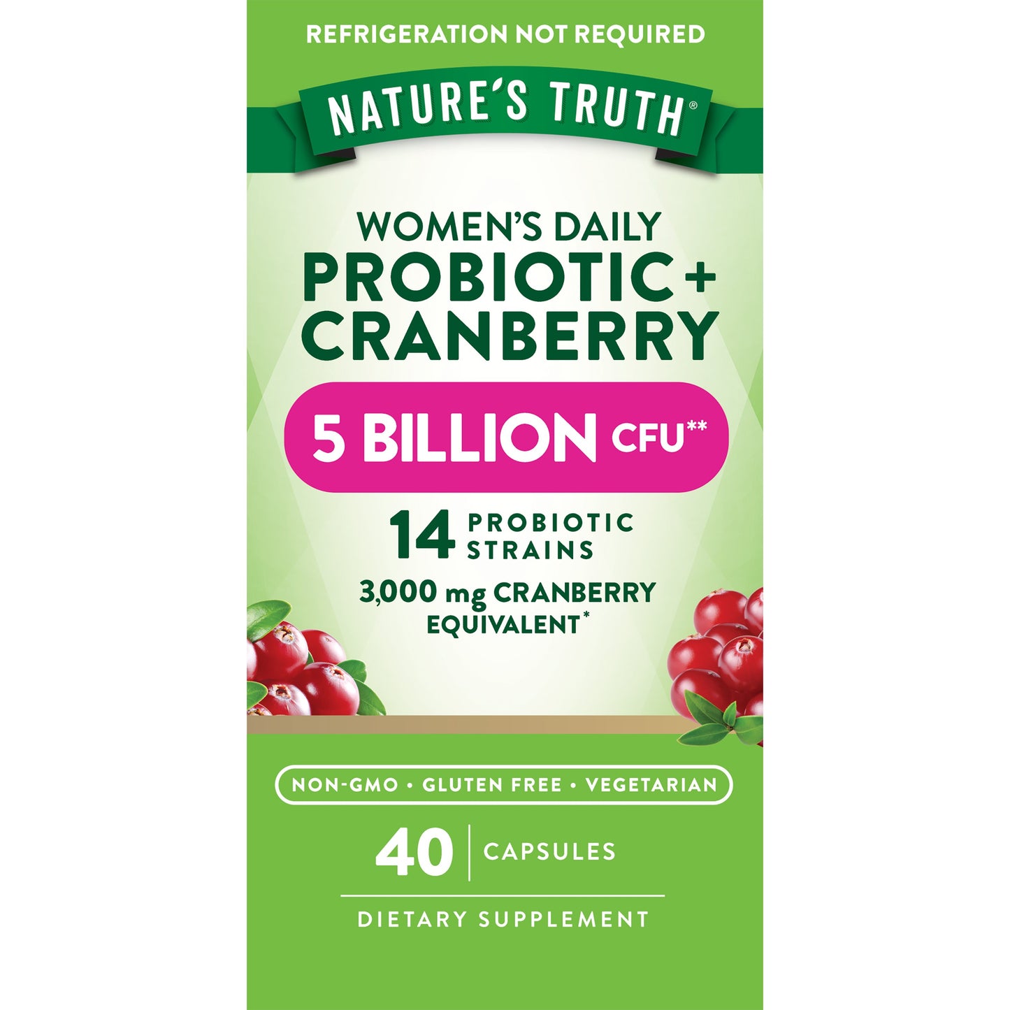 Nature's Truth Women's Probiotic + Cranberry Vegetarian Capsules