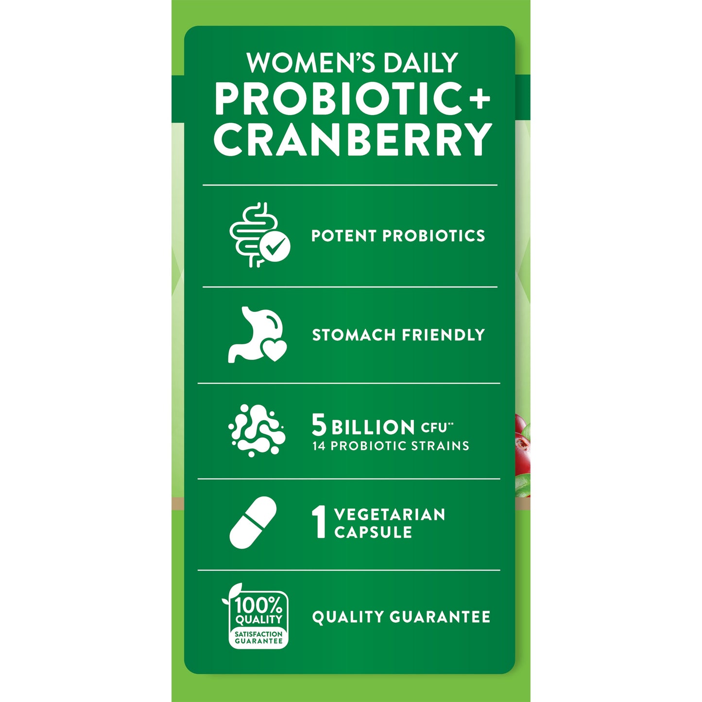 Nature's Truth Women's Probiotic + Cranberry Vegetarian Capsules
