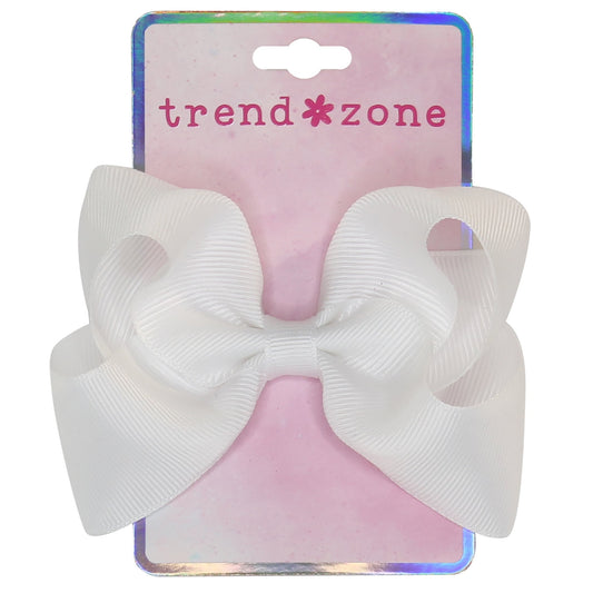 Trend Zone White Ribbon Hair Bow Salon Clip