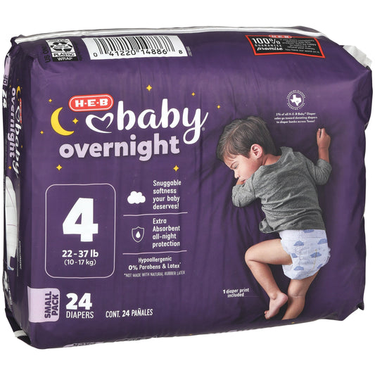 H-E-B Baby Small Pack Overnight Diapers – Size 4