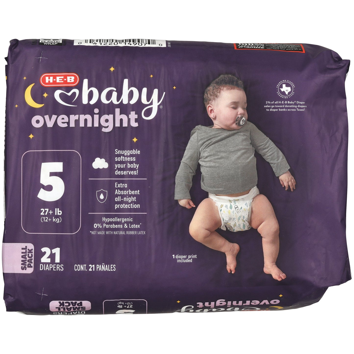 H-E-B Baby Small Pack Overnight Diapers – Size 5