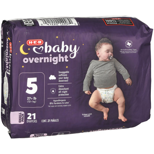 H-E-B Baby Small Pack Overnight Diapers – Size 5