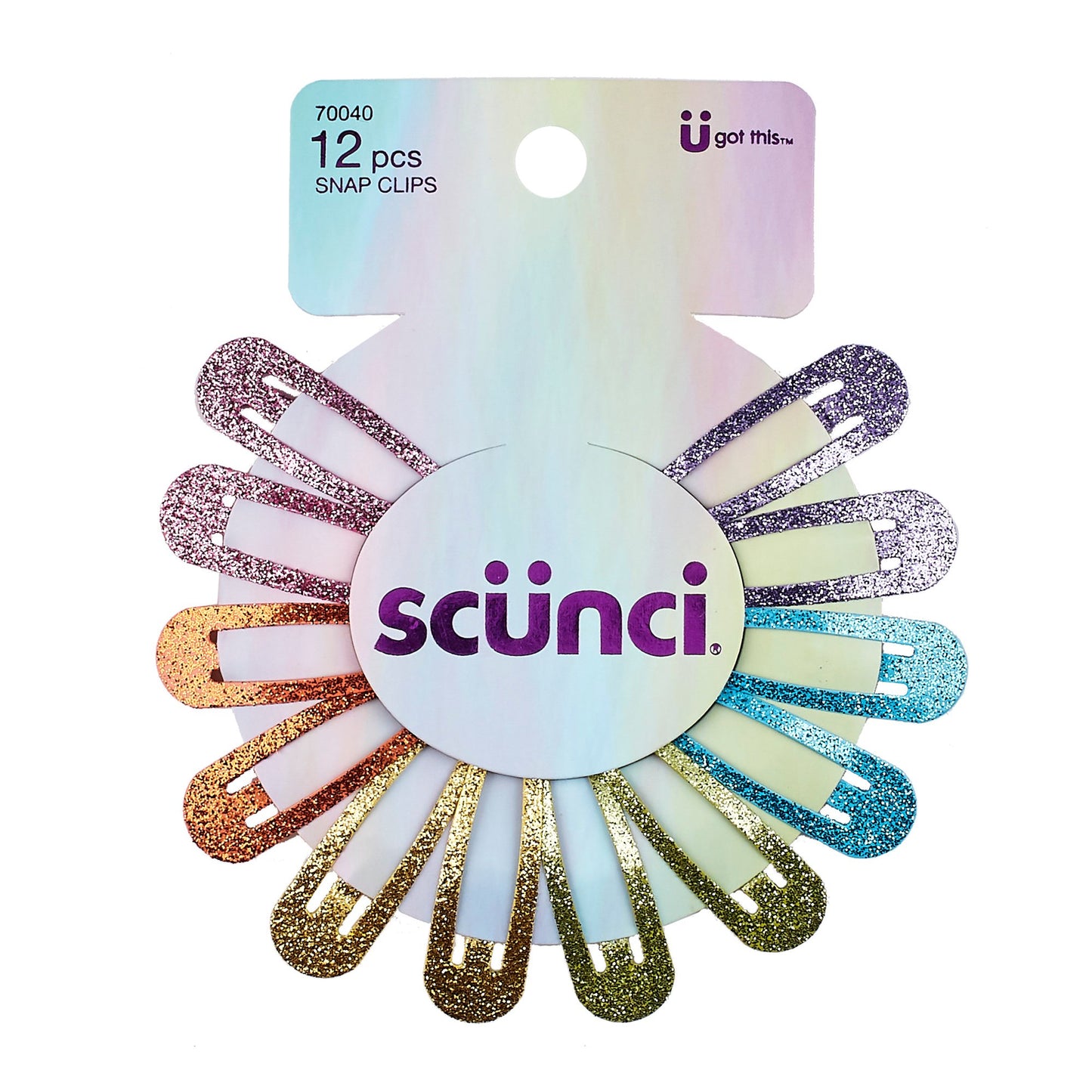 Scunci Glitter Rainbow Snap Clips