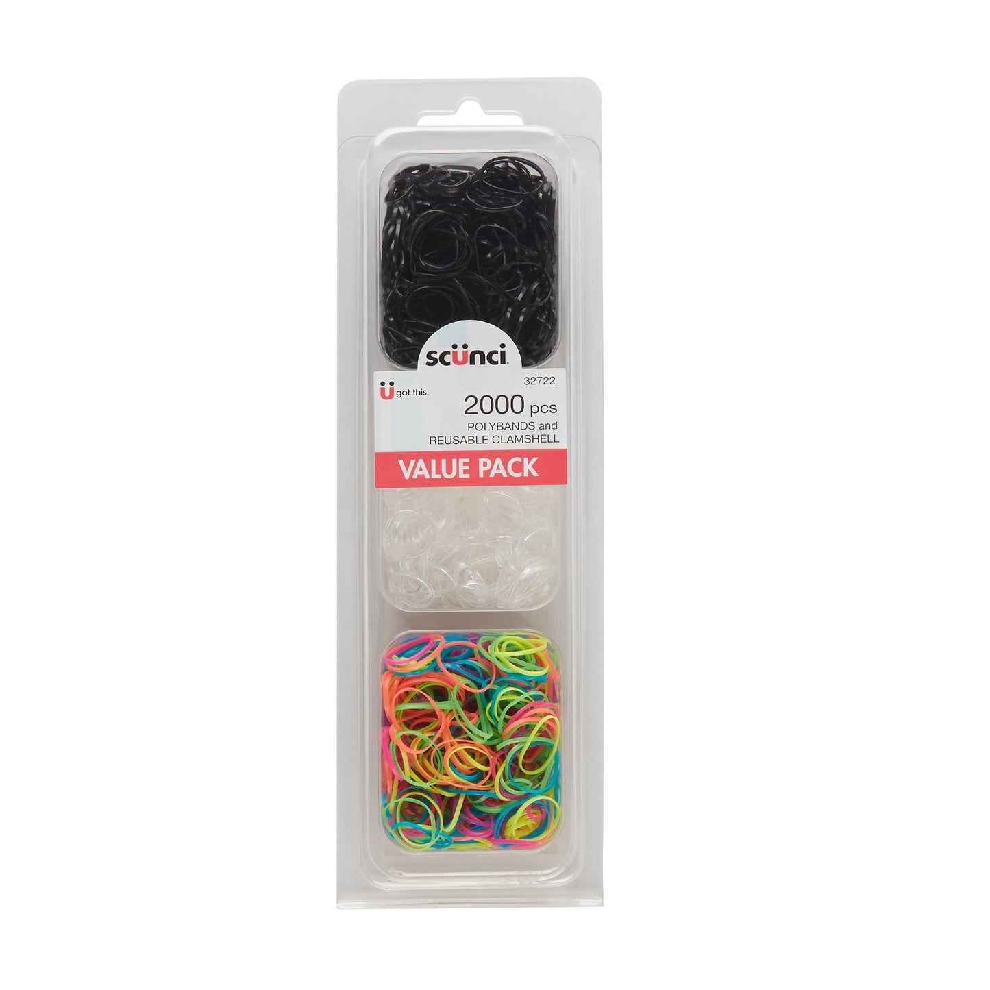 Scunci Assorted Polybands in Reusable Clamshell