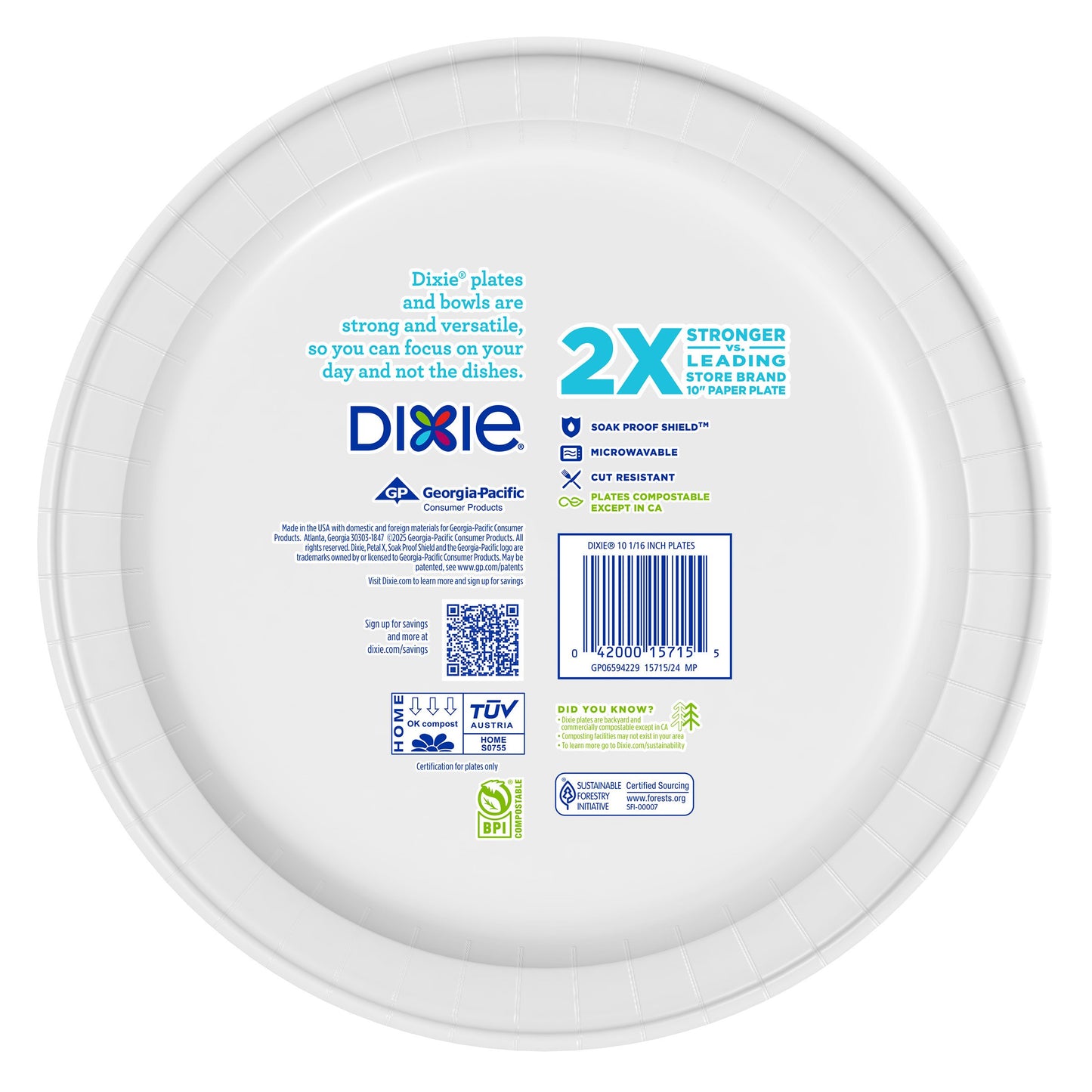 Dixie 10 in Compostable Paper Plates