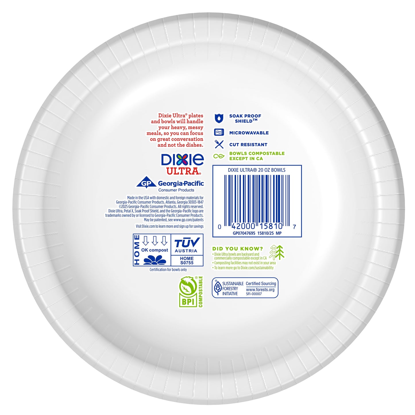 Dixie Ultra Compostable 20 oz Paper Bowls
