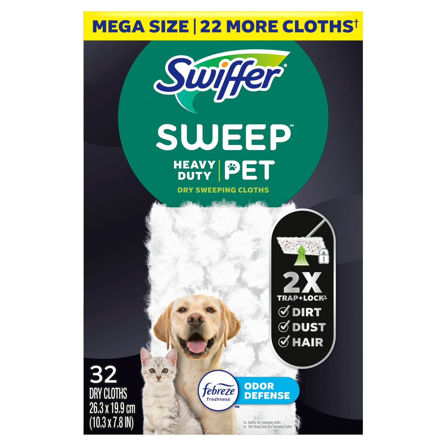 Swiffer Pet Heavy Duty Dry Multi-Surface Cloth Refills, Febreze Freshness Scent
