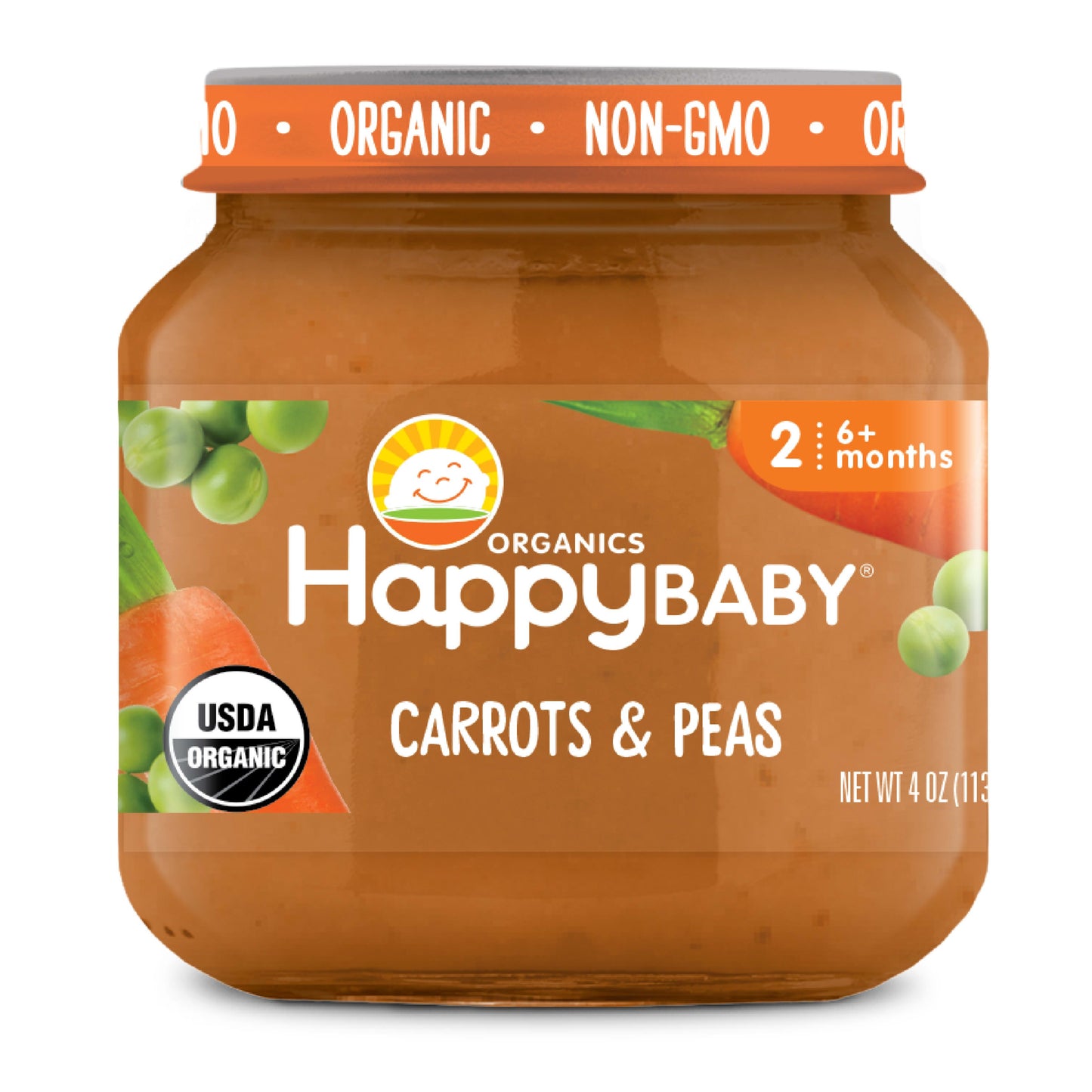 Happy Baby Organics Stage 2 Baby Food - Carrots & Peas