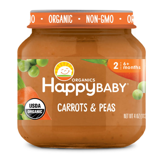 Happy Baby Organics Stage 2 Baby Food - Carrots & Peas