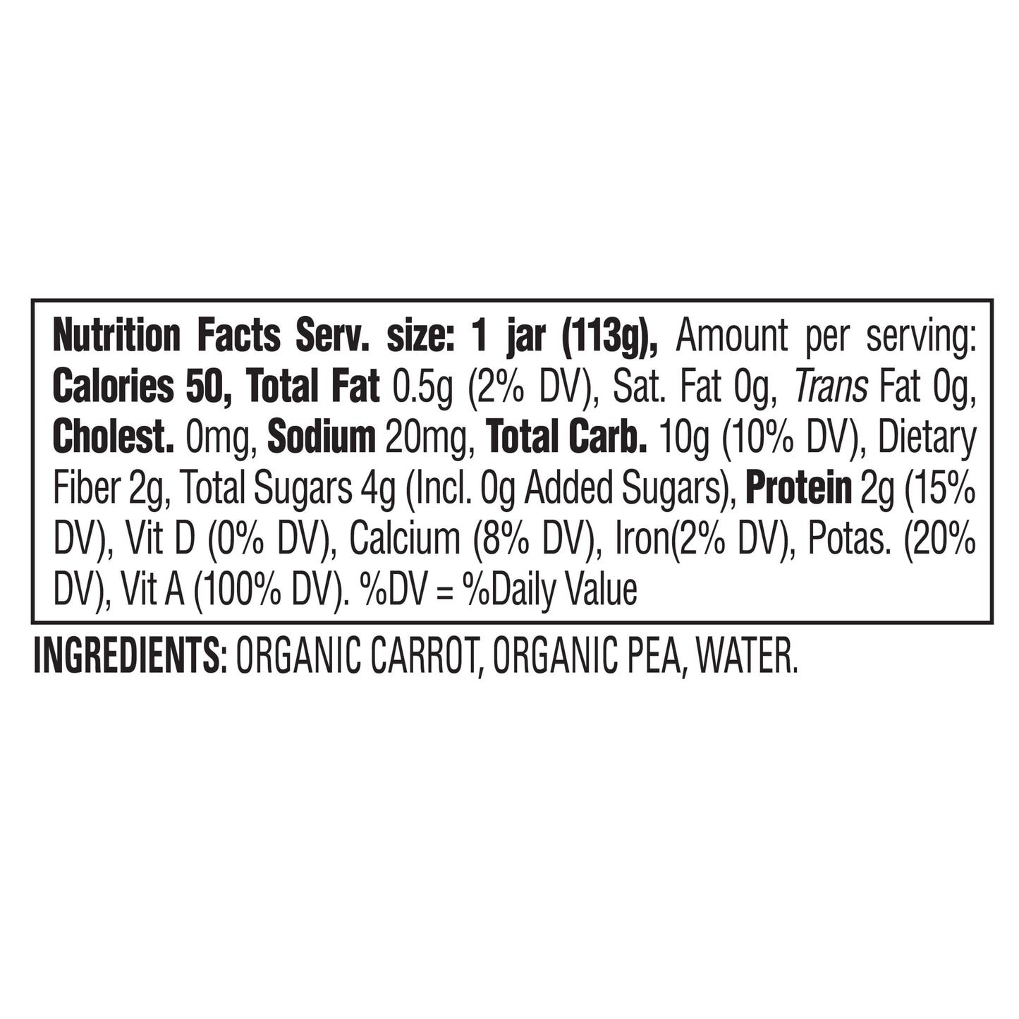 Happy Baby Organics Stage 2 Baby Food - Carrots & Peas