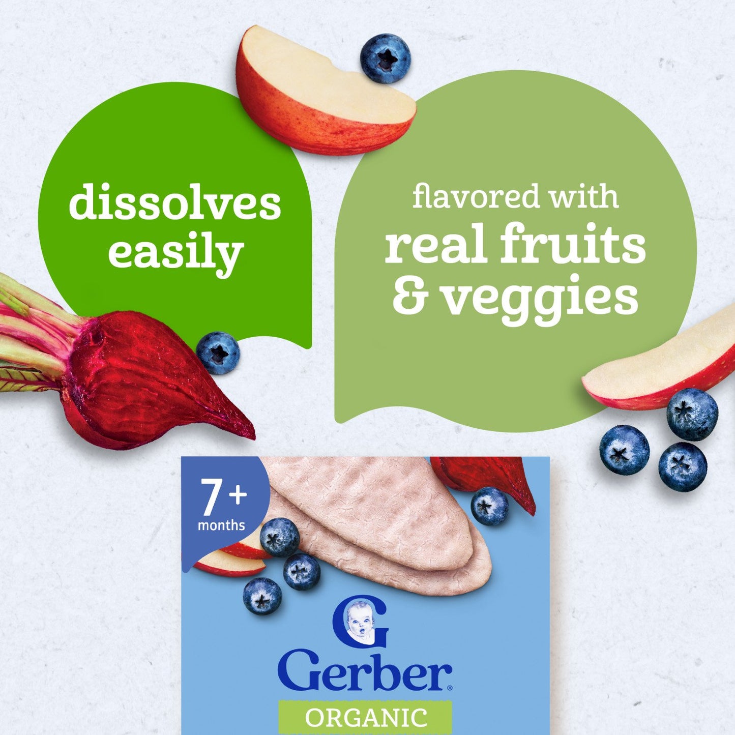 Gerber Organic Baby Teethers - Blueberry Apple & Beet