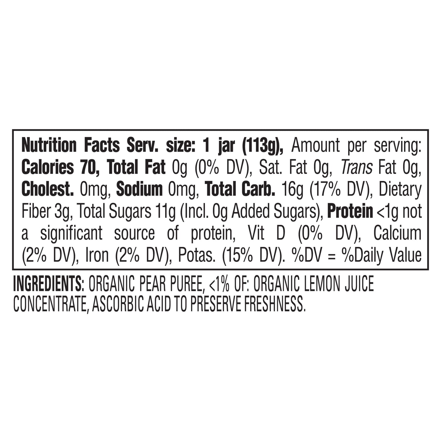Happy Baby Organics Stage 1 Baby Food - Pears