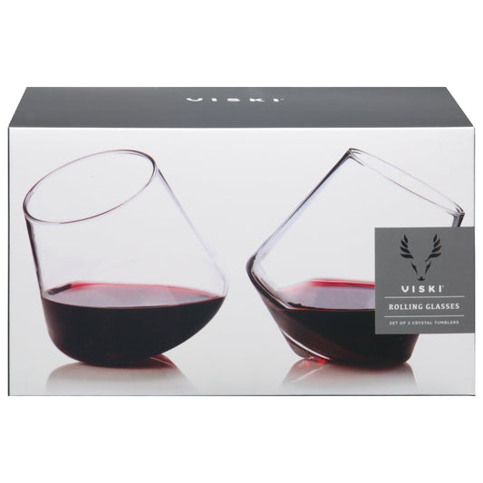 Viski Rolling Glasses Crystal Tumblers, 2 Pk