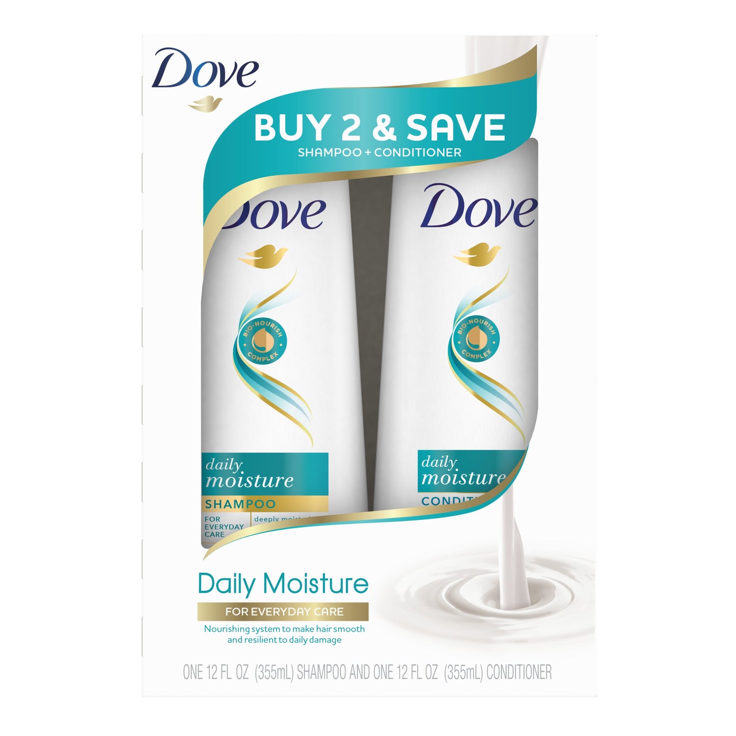 Dove Shampoo & Conditioner Daily Moisture, 2 Pk