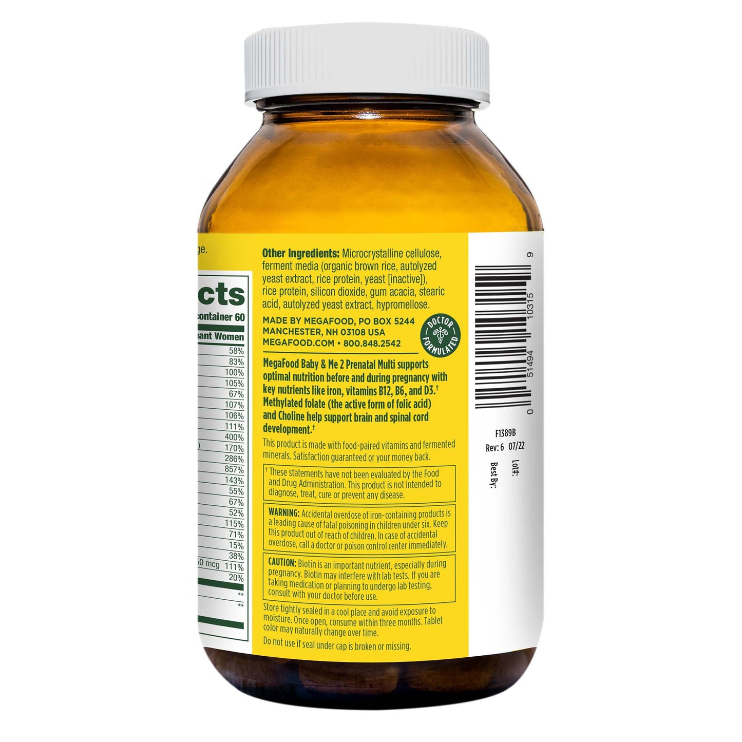 MegaFood Baby & Me 2 Prenatal Multivitamin Tablets