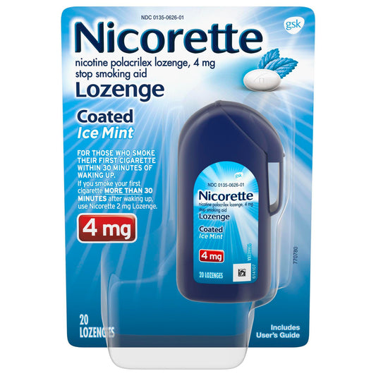 Nicorette Coated Nicotine Lozenges to Help Quit Smoking, 4 mg, Ice Mint Flavored Stop Smoking Aid