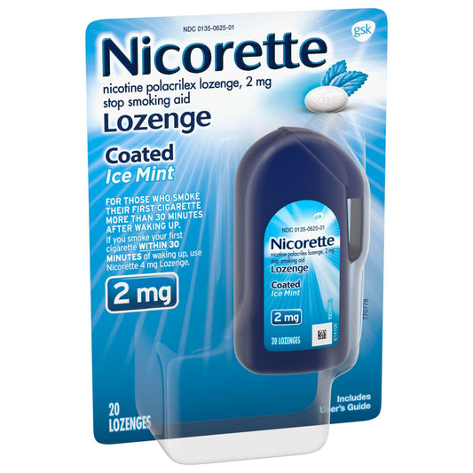 Nicorette Coated Nicotine Lozenges to Help Quit Smoking, 2 mg, Ice Mint Flavored Stop Smoking Aid