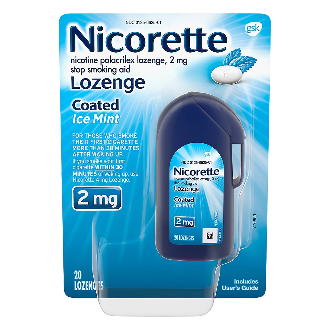 Nicorette Coated Nicotine Lozenges to Help Quit Smoking, 2 mg, Ice Mint Flavored Stop Smoking Aid