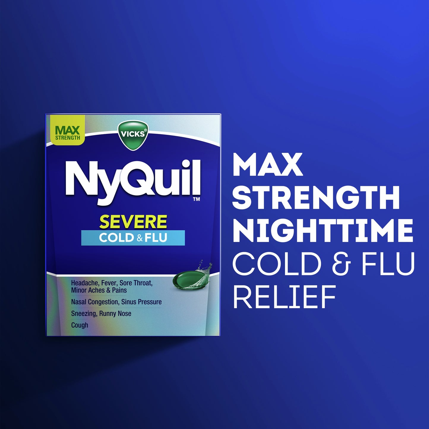 Vicks NyQuil SEVERE Cold & Flu Liquicaps Over-the-Counter Medicine, Powerful Nighttime Relief