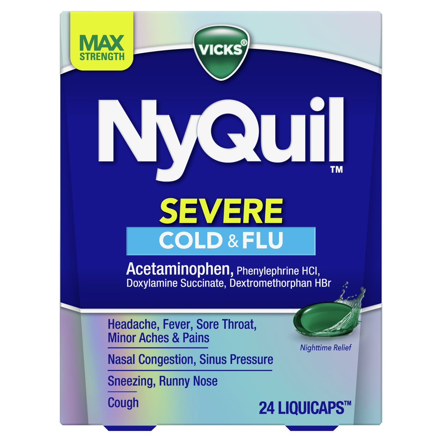 Vicks NyQuil SEVERE Cold & Flu Liquicaps Over-the-Counter Medicine, Powerful Nighttime Relief