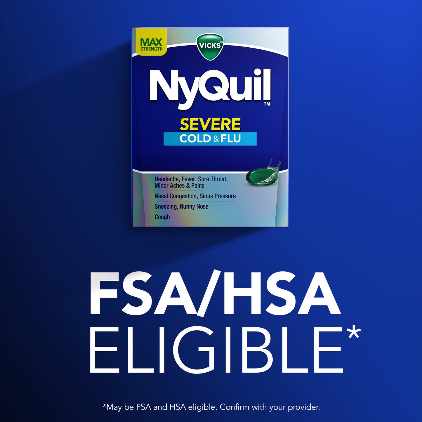 Vicks NyQuil SEVERE Cold & Flu Liquicaps Over-the-Counter Medicine, Powerful Nighttime Relief
