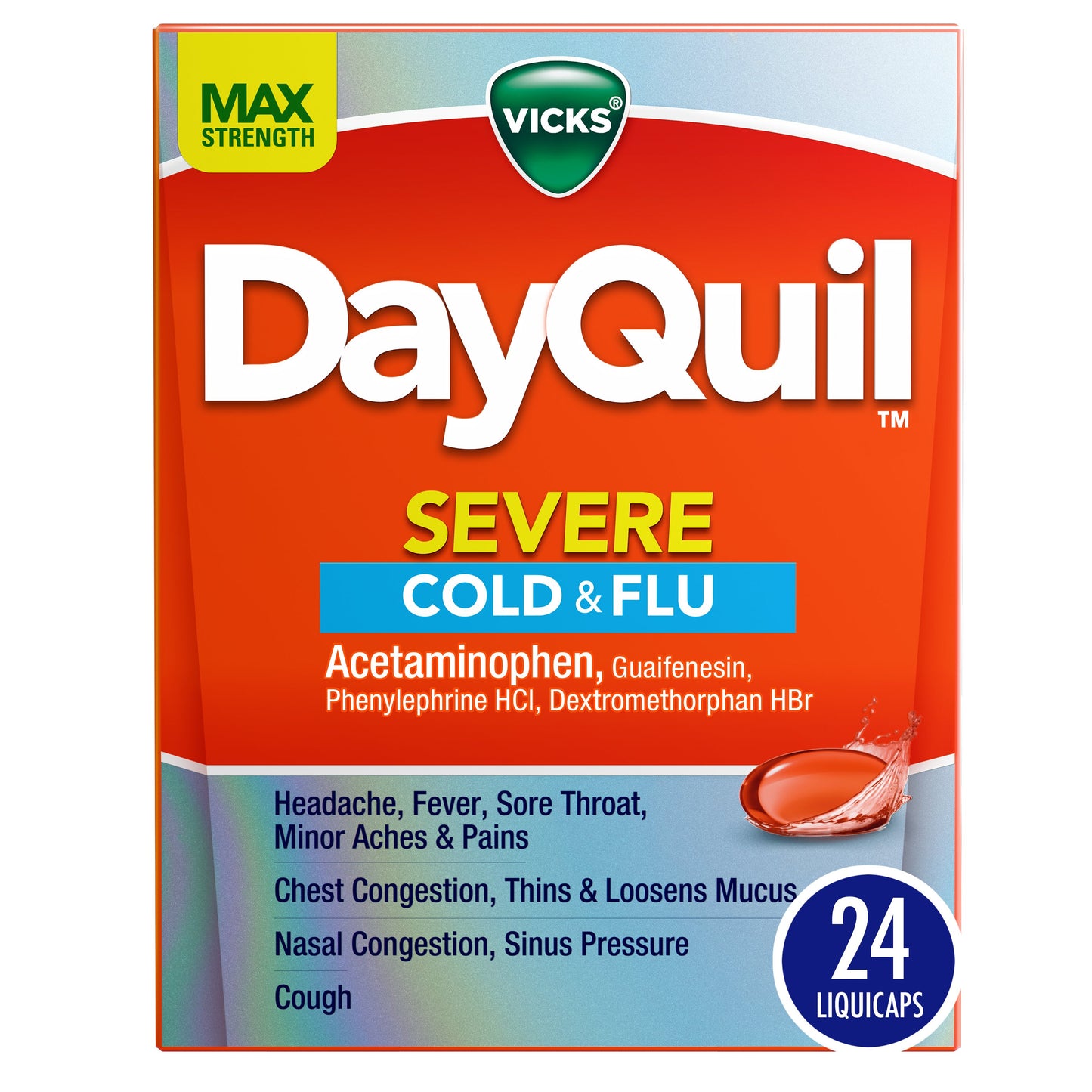 Vicks DayQuil SEVERE Cold & Flu Liquicaps Over-the-Counter Medicine, Powerful Non-Drowsy Daytime Relief