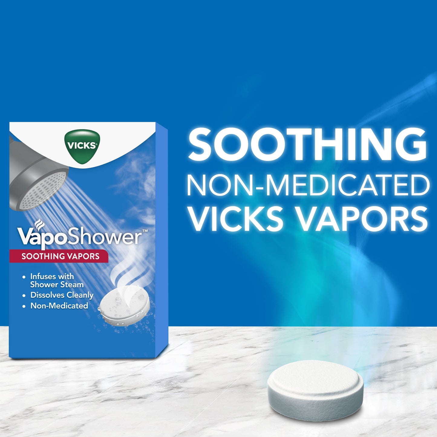 Vicks VapoShower, Shower Steamer Tablets, Soothing Non-Medicated Vicks Vapors, Eucalyptus & Menthol