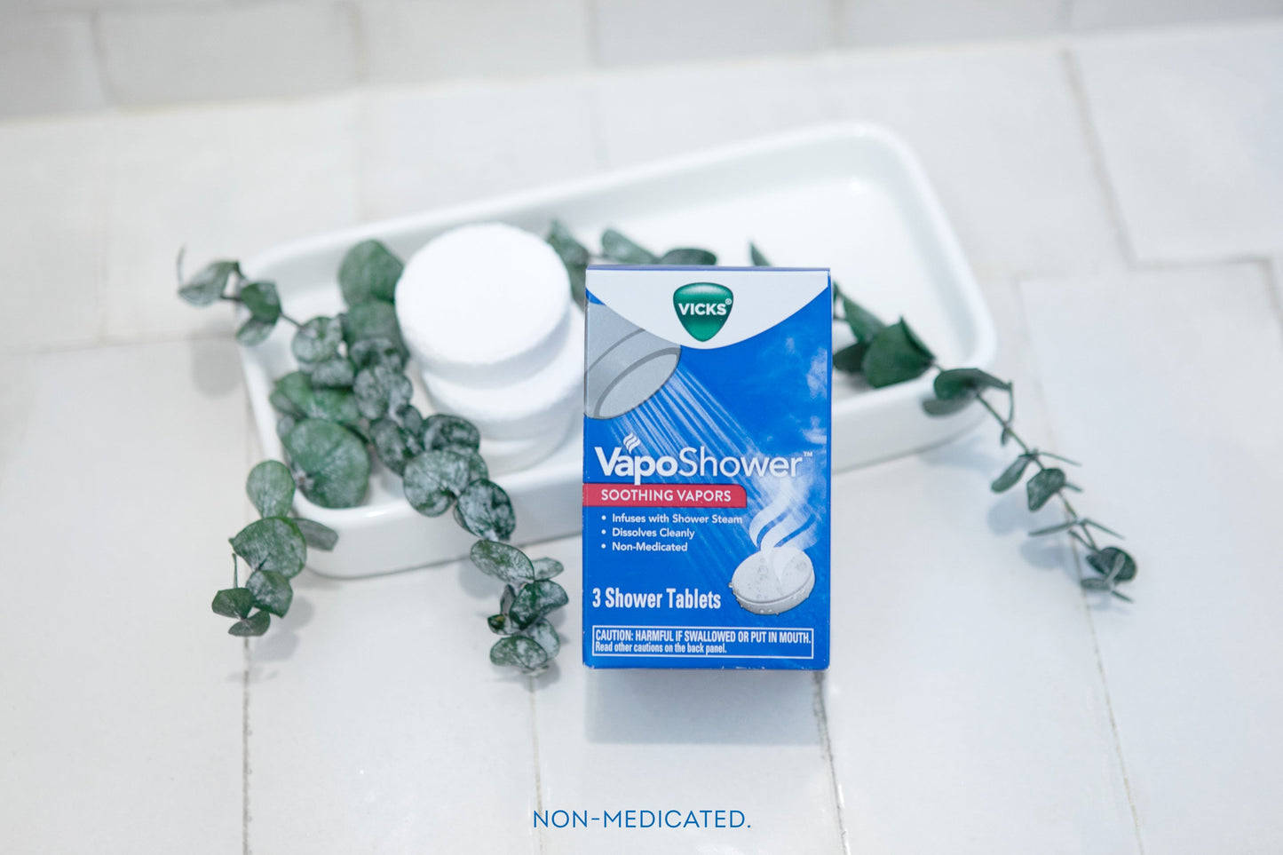 Vicks VapoShower, Shower Steamer Tablets, Soothing Non-Medicated Vicks Vapors, Eucalyptus & Menthol