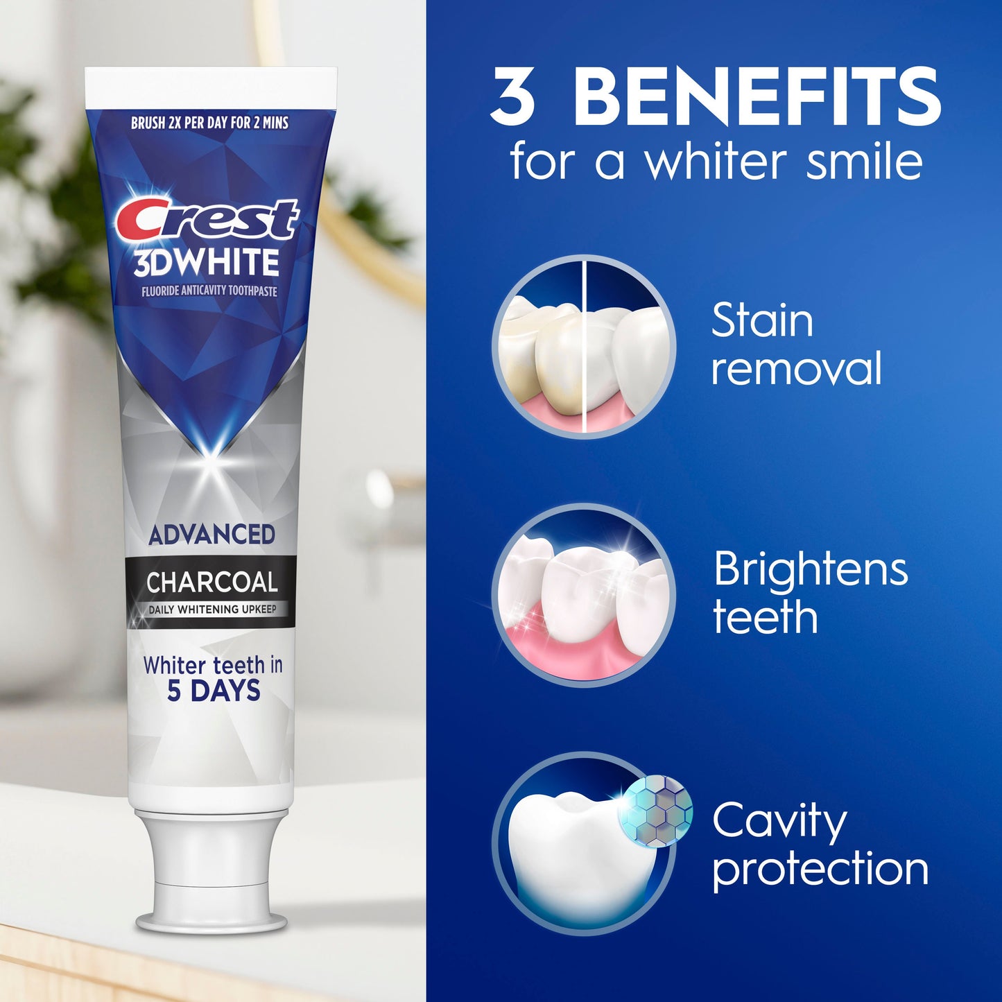 Crest 3D White Whitening Toothpaste - Charcoal